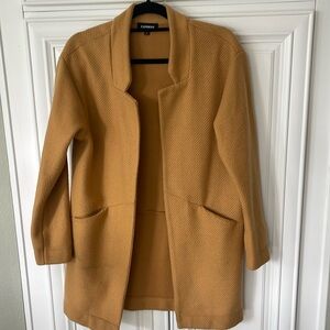 Express Yellow Mustard Open Cardigann duster size pea coat small petite SP
